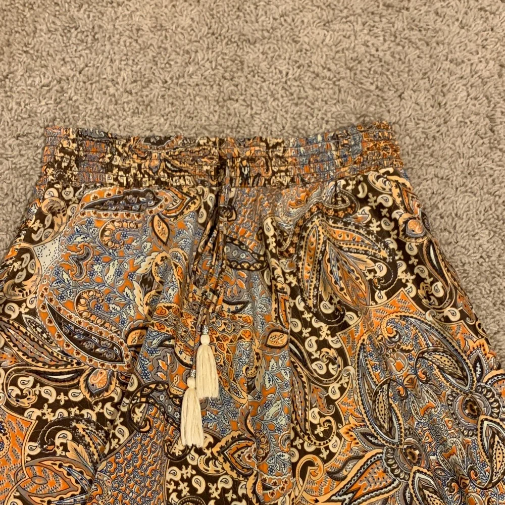 Philosophy Women’s Boho Midi Length Paisley Pattern Orange Brown Skirt Small - Picture 2 of 7